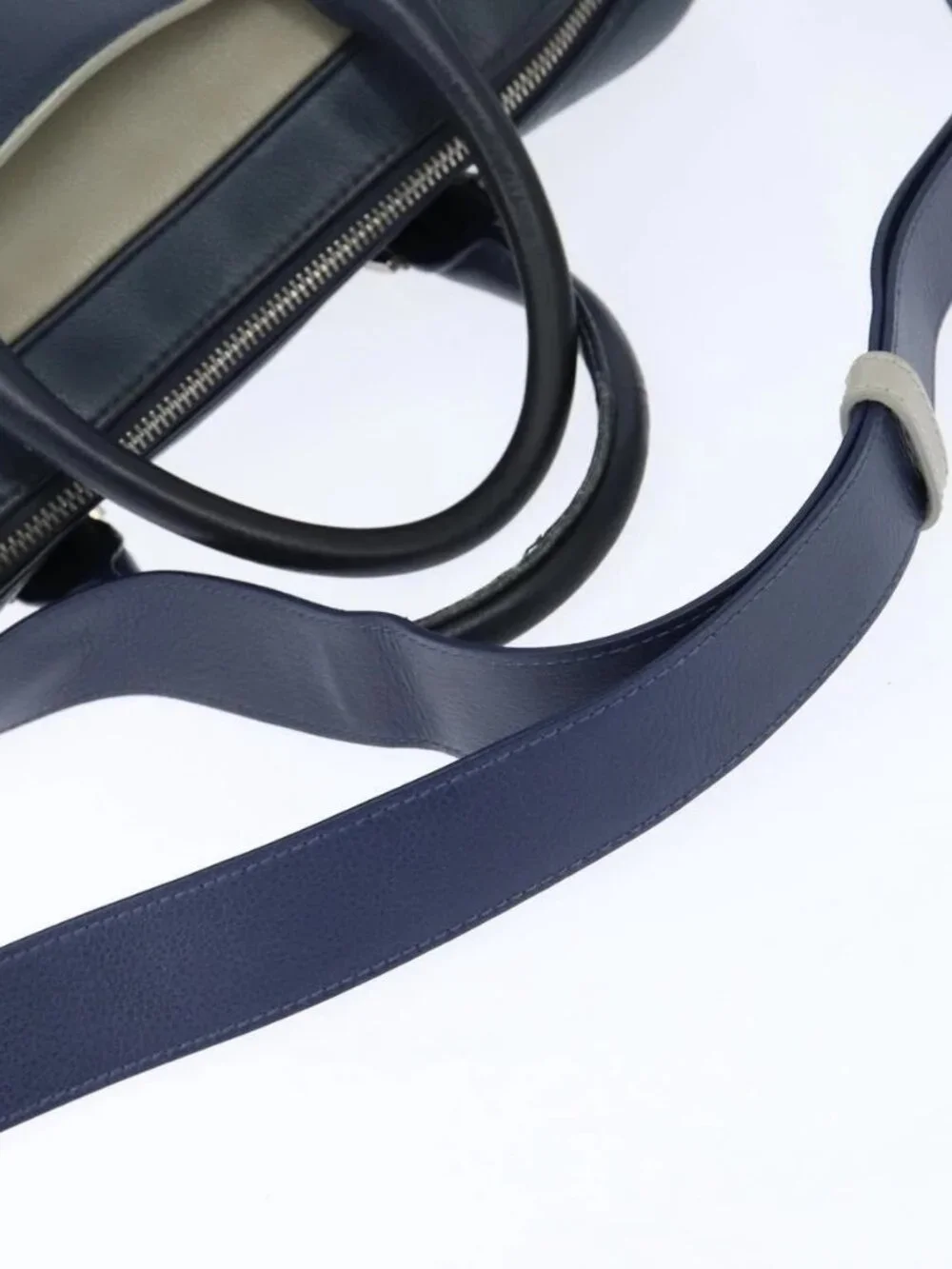 Christian Dior Business Bag Leather 2ways Navy Silver